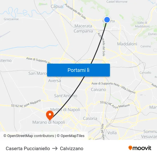 Caserta Puccianiello to Calvizzano map