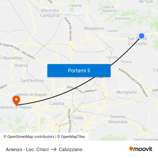 Arienzo - Loc. Crisci to Calvizzano map