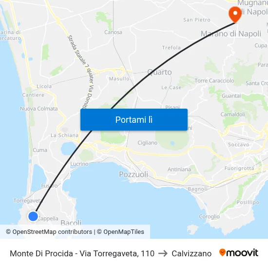Monte Di Procida - Via Torregaveta, 110 to Calvizzano map
