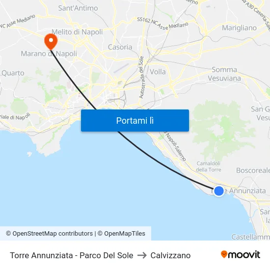 Torre Annunziata - Parco Del Sole to Calvizzano map