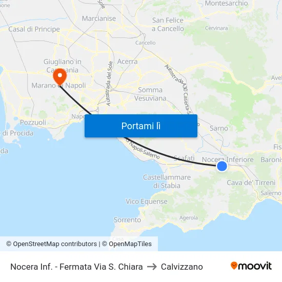 Nocera Inf. - Fermata Via S. Chiara to Calvizzano map