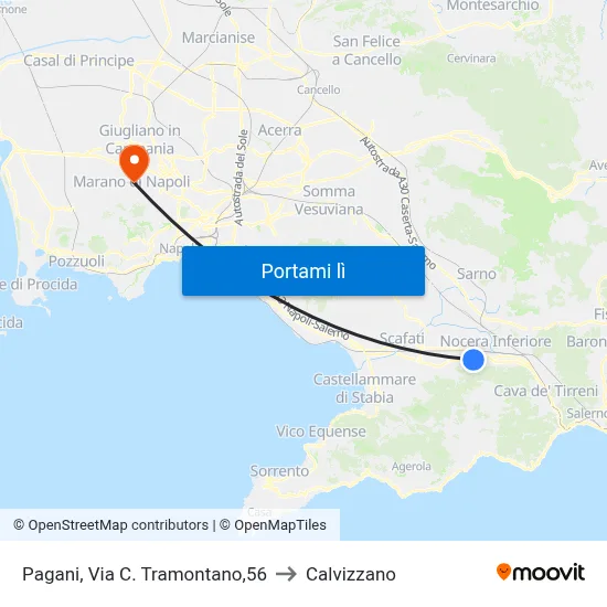 Pagani, Via C. Tramontano,56 to Calvizzano map