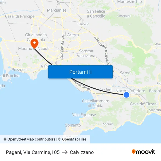 Pagani, Via Carmine,105 to Calvizzano map