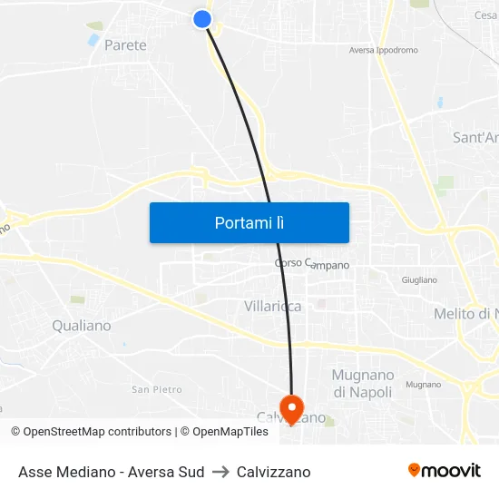 Asse Mediano - Aversa Sud to Calvizzano map