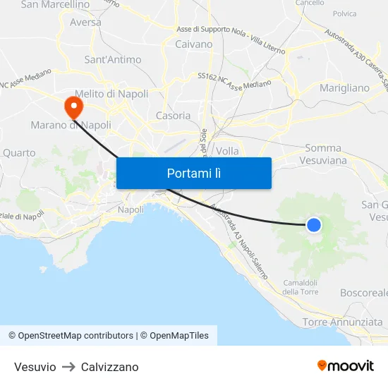 Vesuvio to Calvizzano map