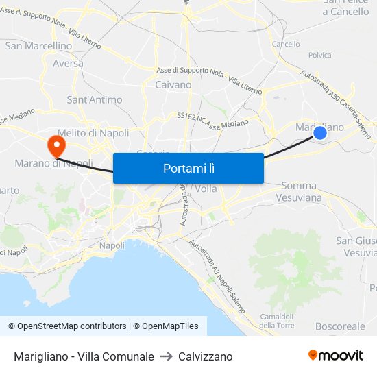 Marigliano - Villa Comunale to Calvizzano map