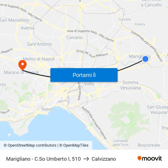 Marigliano - C.So Umberto I, 510 to Calvizzano map