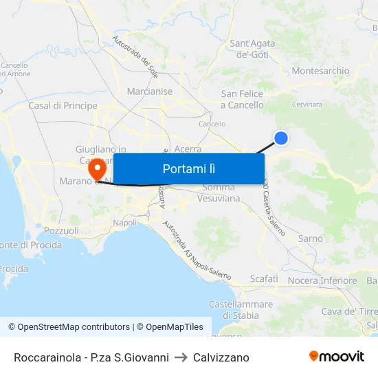 Roccarainola - P.za S.Giovanni to Calvizzano map