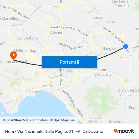 Nola - Via Nazionale Delle Puglie, 21 to Calvizzano map