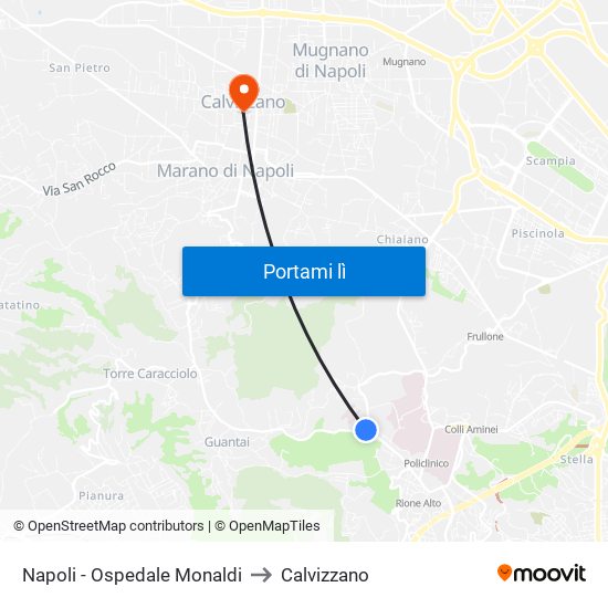 Napoli - Ospedale Monaldi to Calvizzano map