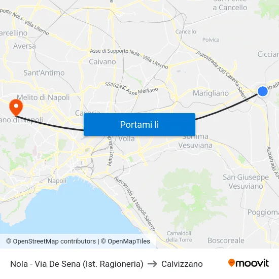 Nola - Via De Sena (Ist. Ragioneria) to Calvizzano map