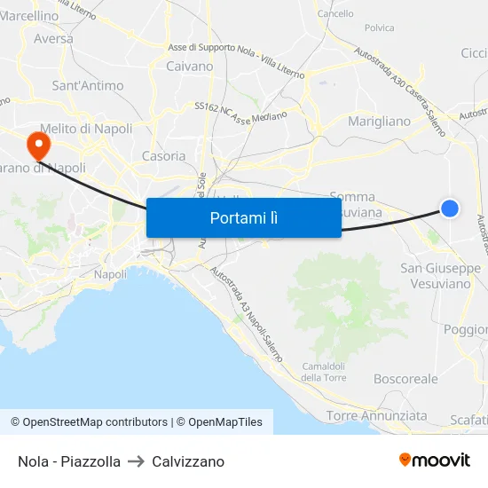 Nola - Piazzolla to Calvizzano map