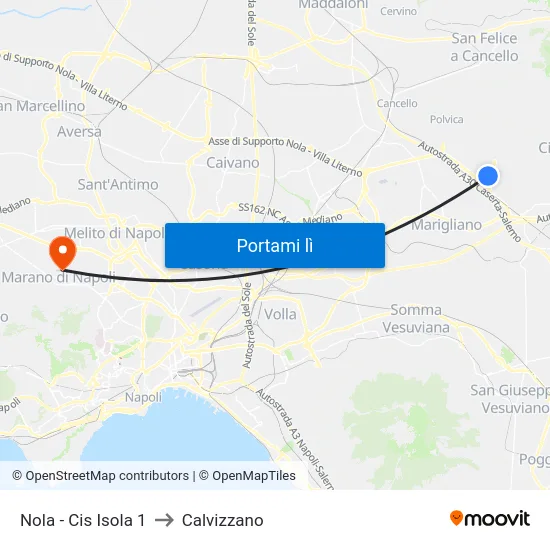 Nola - Cis Isola 1 to Calvizzano map