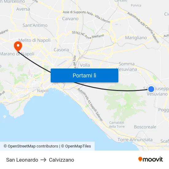 San Leonardo to Calvizzano map