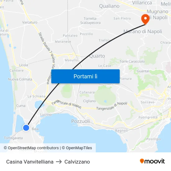 Casina Vanvitelliana to Calvizzano map