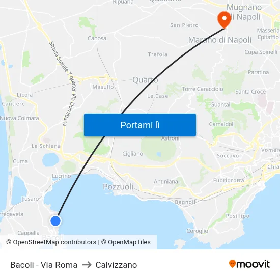Bacoli - Via Roma to Calvizzano map