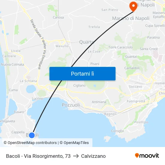 Bacoli - Via Risorgimento, 73 to Calvizzano map