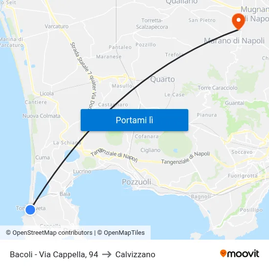 Bacoli - Via Cappella, 94 to Calvizzano map
