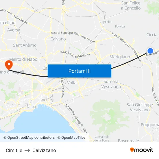 Cimitile to Calvizzano map