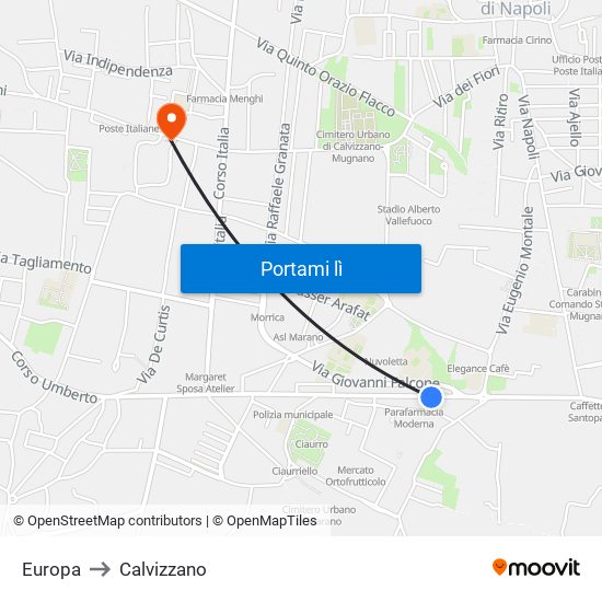 Europa to Calvizzano map