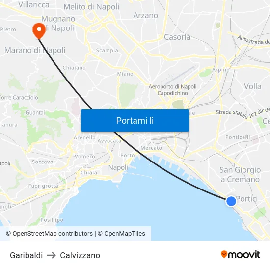 Garibaldi to Calvizzano map