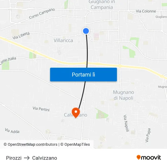 Pirozzi to Calvizzano map
