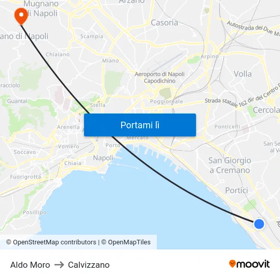 Aldo Moro to Calvizzano map