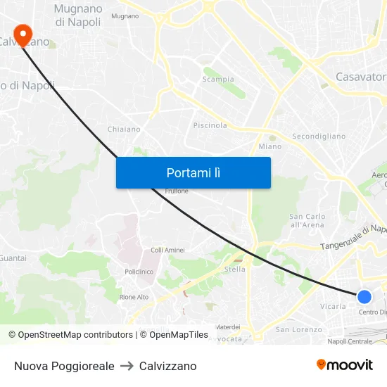 Nuova Poggioreale to Calvizzano map