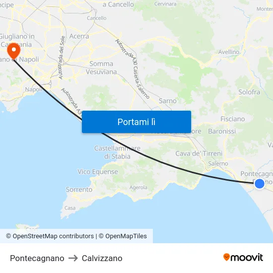 Pontecagnano to Calvizzano map
