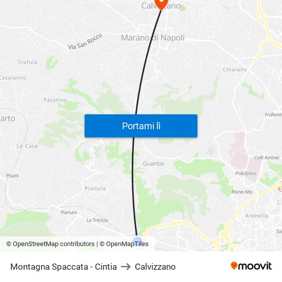 Montagna Spaccata - Cintia to Calvizzano map