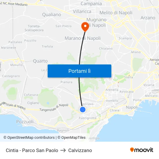 Cintia - Parco San Paolo to Calvizzano map