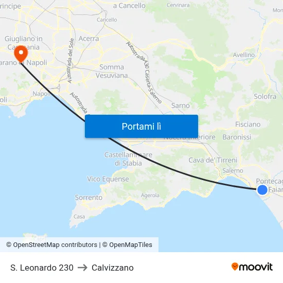 S. Leonardo 230 to Calvizzano map