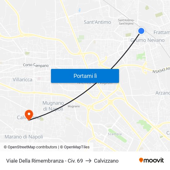 Viale Della Rimembranza - Civ. 69 to Calvizzano map