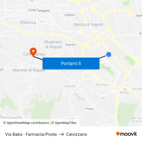 Via Bakù - Farmacia/Poste to Calvizzano map