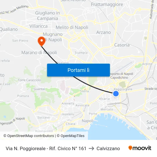 Via N. Poggioreale - Rif. Civico N° 161 to Calvizzano map