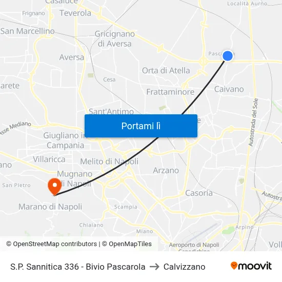 S.P. Sannitica 336 - Bivio Pascarola to Calvizzano map