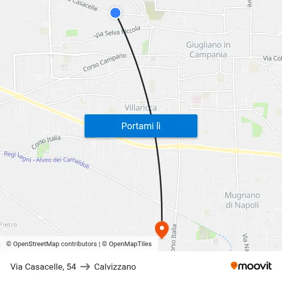 Via Casacelle, 54 to Calvizzano map