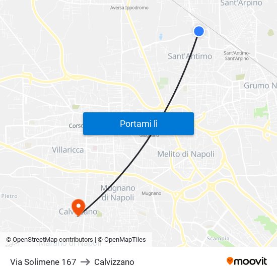 Via Solimene 167 to Calvizzano map