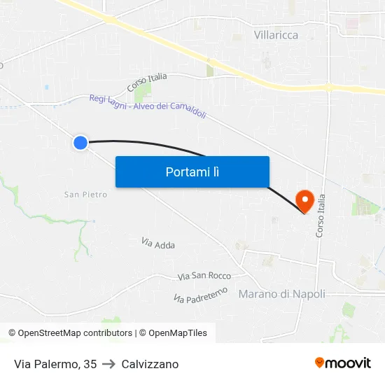 Via Palermo, 35 to Calvizzano map
