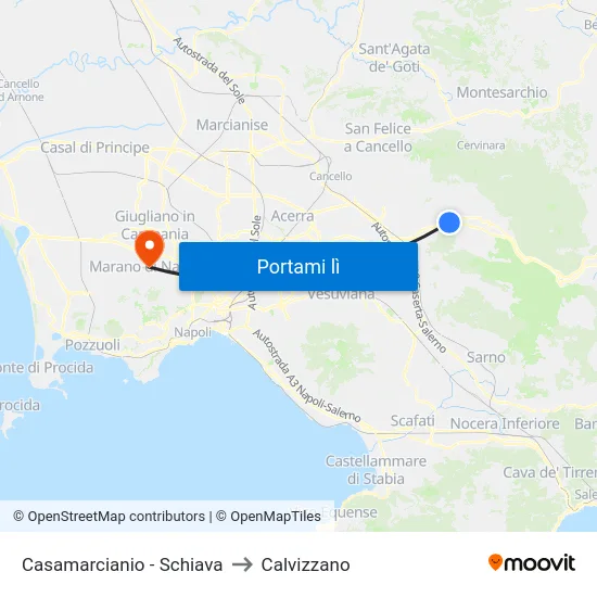 Casamarcianio - Schiava to Calvizzano map