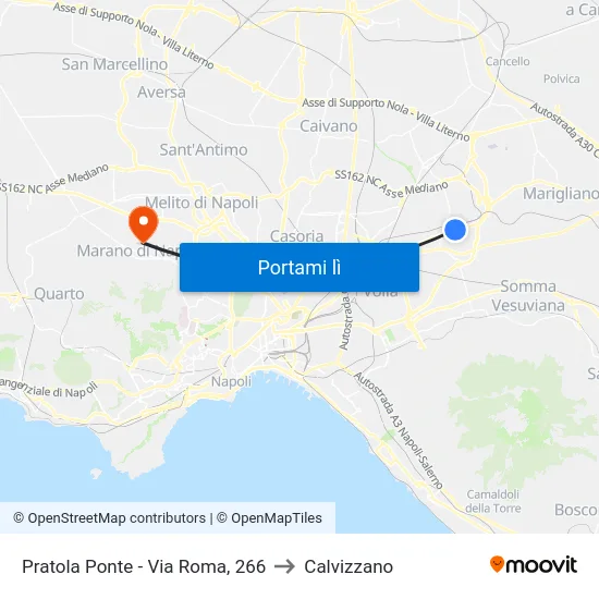 Pratola Ponte - Via Roma, 266 to Calvizzano map