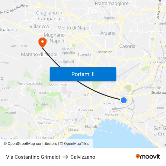 Via Costantino Grimaldi to Calvizzano map