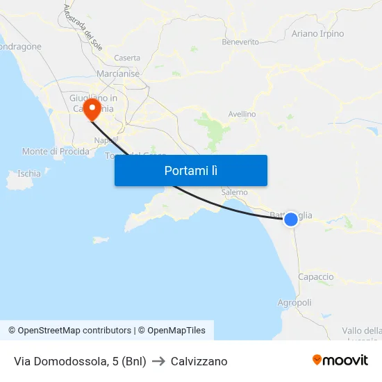 Via Domodossola, 5 (Bnl) to Calvizzano map
