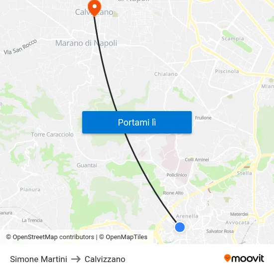 Simone Martini to Calvizzano map