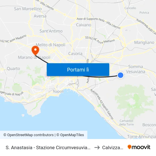 S. Anastasia - Stazione Circumvesuviana to Calvizzano map