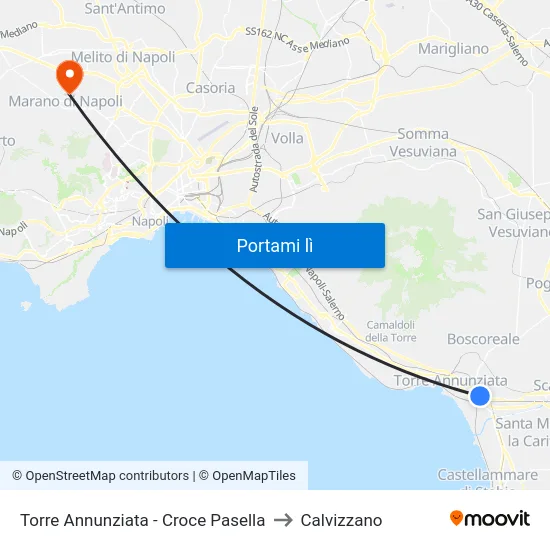 Torre Annunziata - Croce Pasella to Calvizzano map