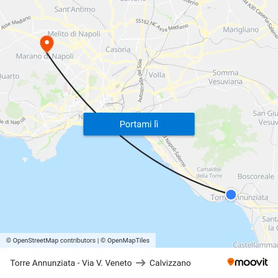 Torre Annunziata - Via V. Veneto to Calvizzano map