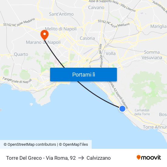 Torre Del Greco - Via Roma, 92 to Calvizzano map