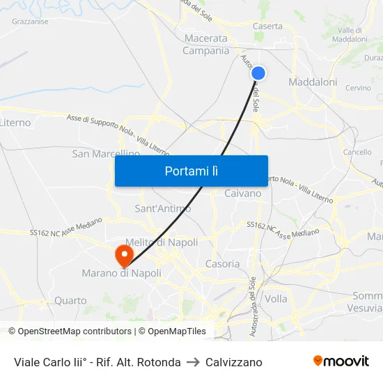 Viale Carlo Iii° - Rif. Alt. Rotonda to Calvizzano map