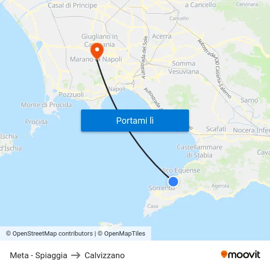 Meta - Spiaggia to Calvizzano map
